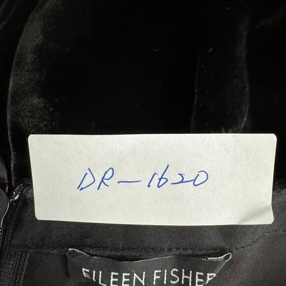 Eileen Fisher Velvet Tunic Dress Large Black Short Sleeve Roundneck NWT DR-1620 - Picture 2 of 12
